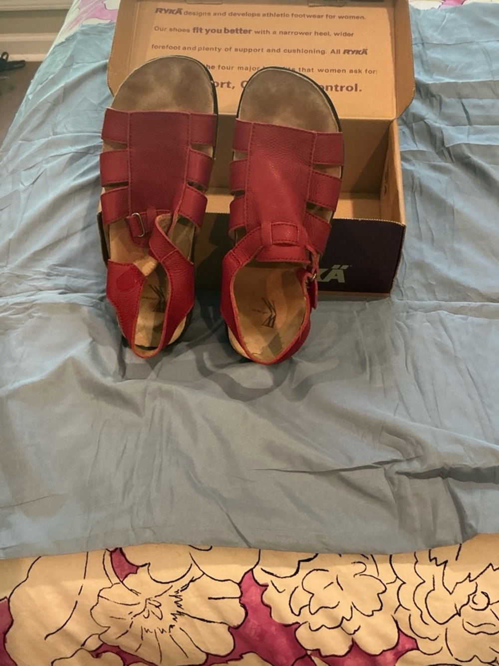 Ryka Red Leather Strappy Fisherman Sandals